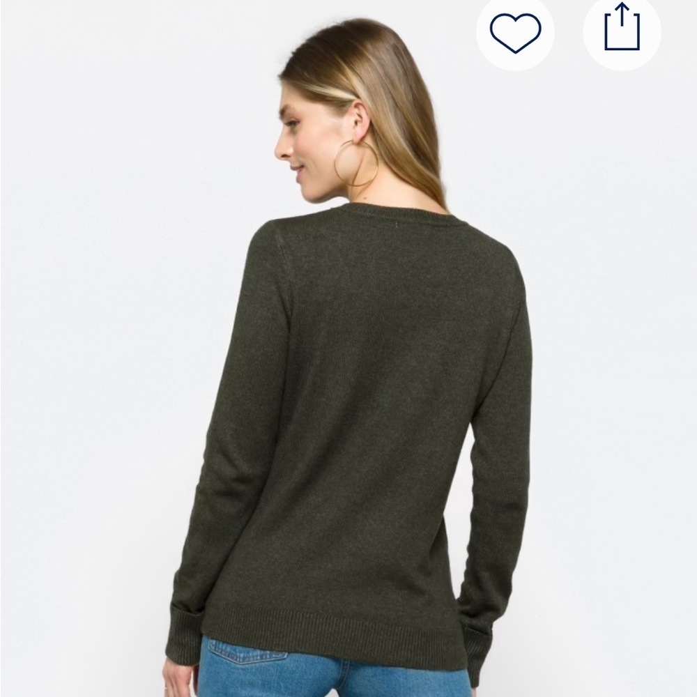 Pink Clover - Carson crew neck Button Detail Sweater. Dark Grey. XXL - Picture 2 of 14